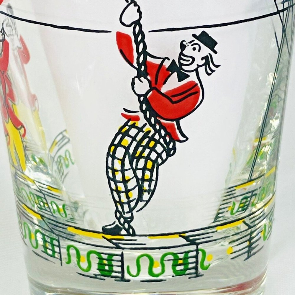 Vintage Libbey Glass Co. Fun Circus Highball Glasses 16 Ounce Tumbler Gold Rim - Picture 6 of 16
